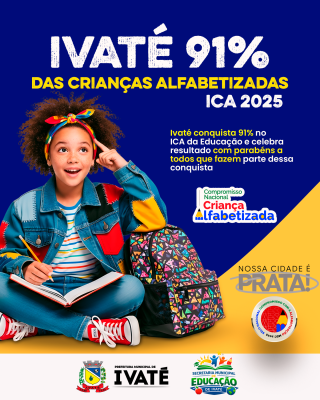 Ivaté conquista Selo Prata e alcança 91% de crianças alfabetizadas em 2025